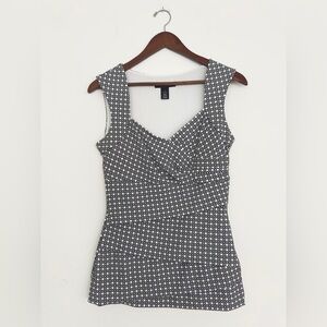 White House Black Market Geometric Black and White Blouse